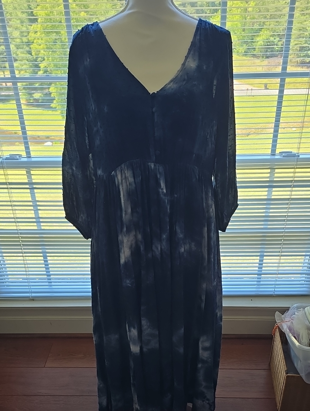 Torrid Blue Tie-Dye Swiss Dot Maxi Dress